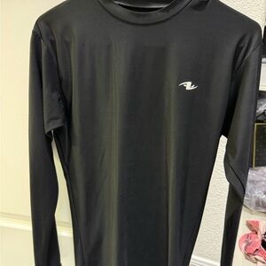 Black Long-Sleeve Men's Rash Guard Swim Shirt - Unbranded